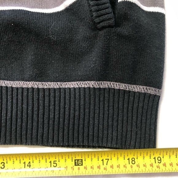 GUESS Grey & Black Long Sleeve Zip Up Striped Knit Cardigan Sweater Size Large - Picture 13 of 13